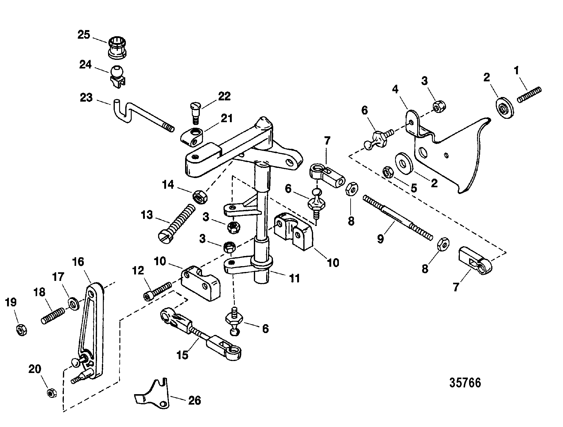 0E345000 THRU 0E369299 Shift and Throttle Linkage Mercury Outboard