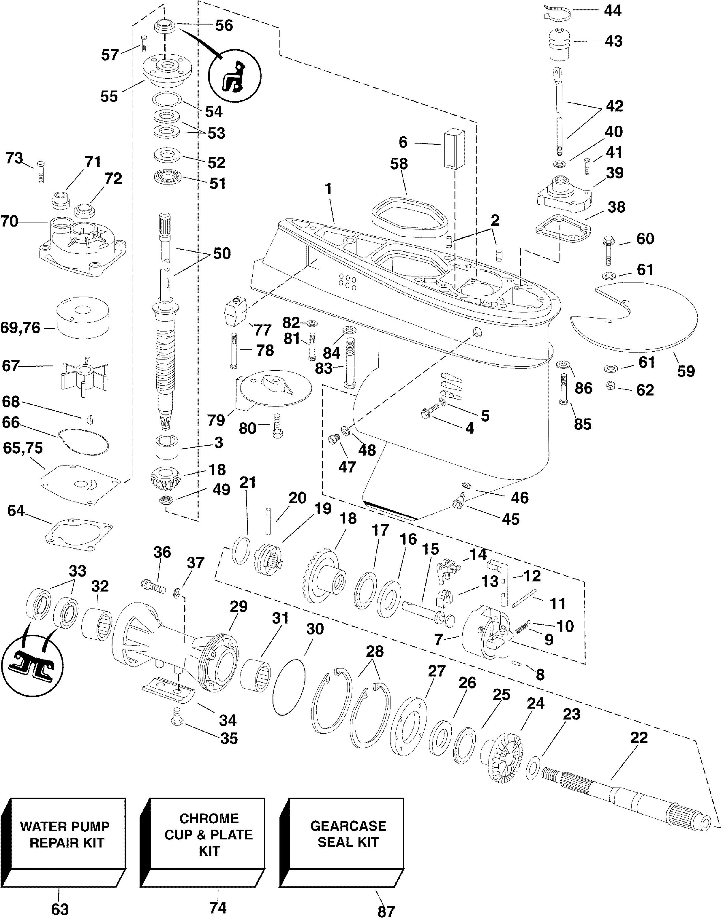 Evinrude Outboard Parts By Hp E Mrlscc Gearcase Evinrude