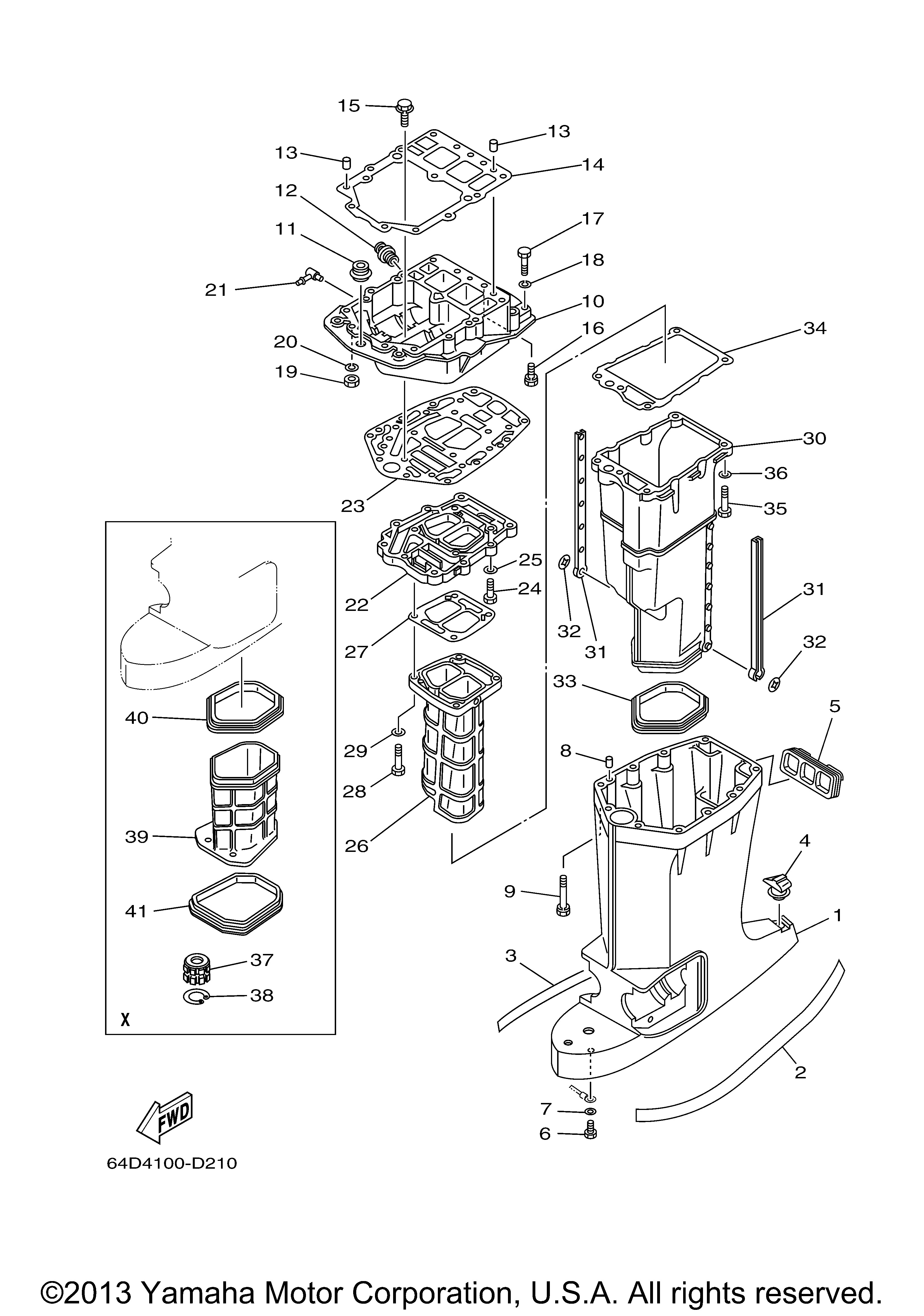 Yamaha Outboard Parts By HP 150 150TXRD UPPER CASING Vans Sport Center