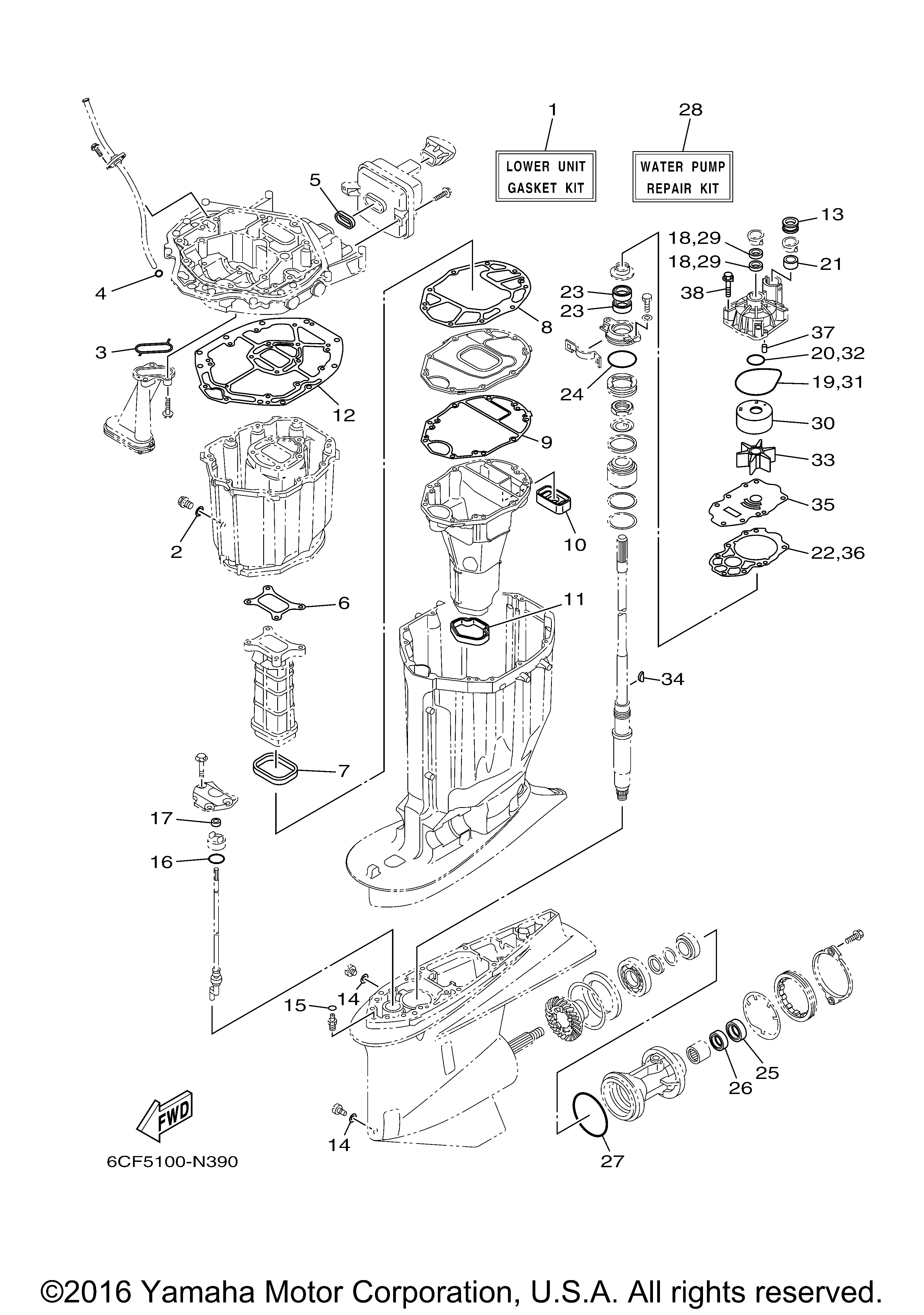 Yamaha | Outboard Parts by HP | 225 | F225XB 0616 | REPAIR KIT 2 ...