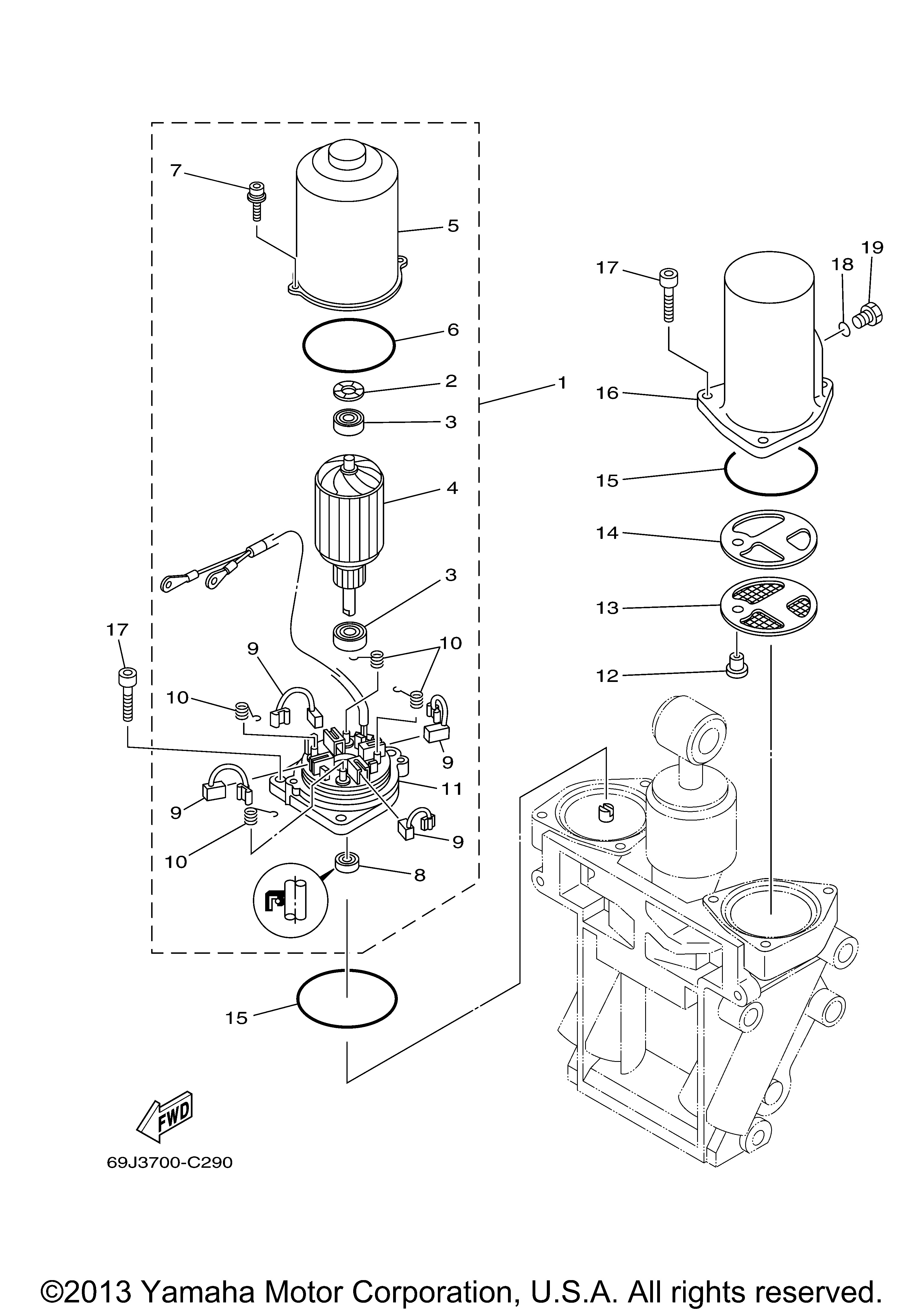 Yamaha Outboard Parts By Hp F Btur Power Trim Tilt