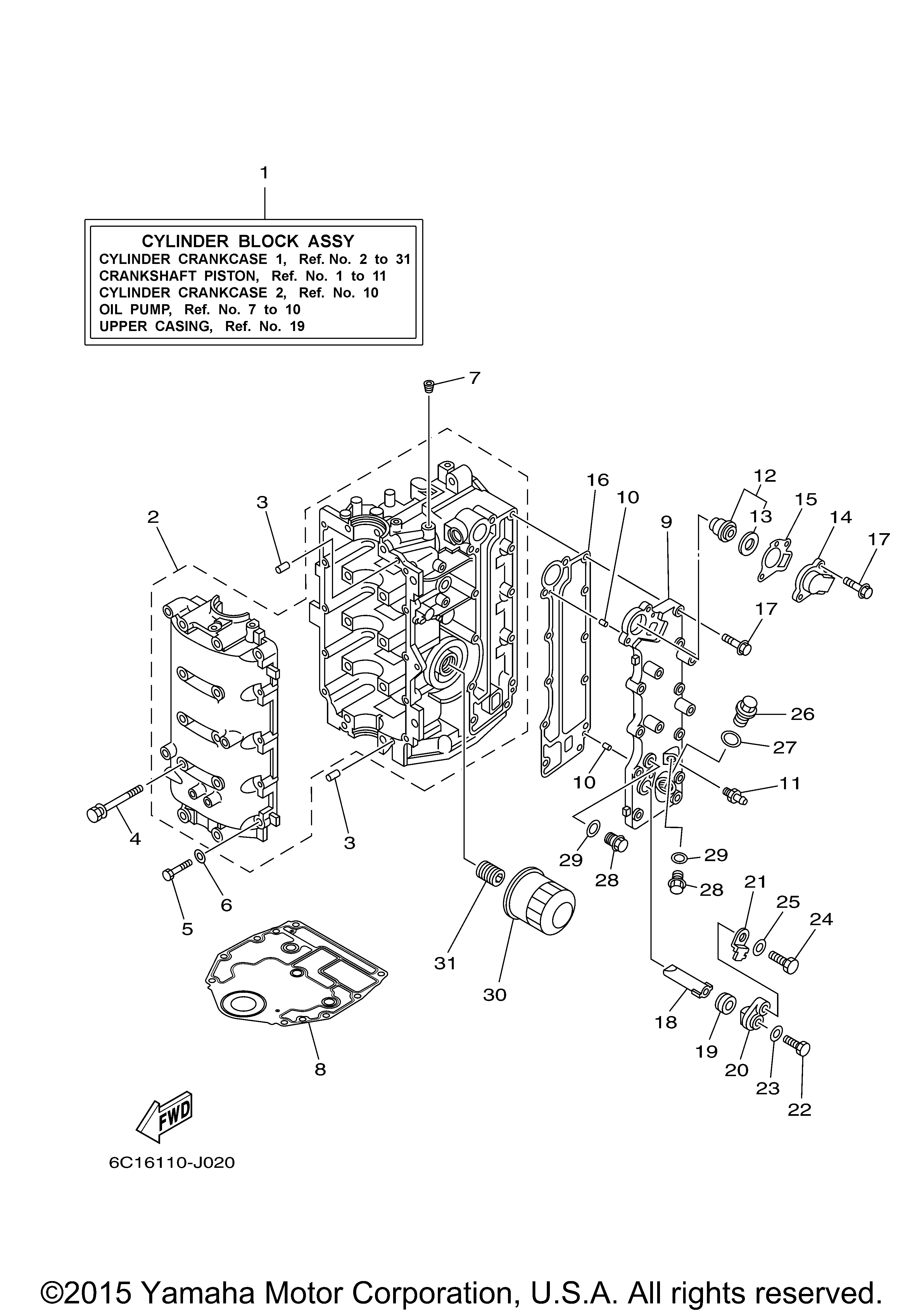 Yamaha | Outboard Parts by HP | 50 | F50TLR 0509 | CYLINDER CRANKCASE 1 ...